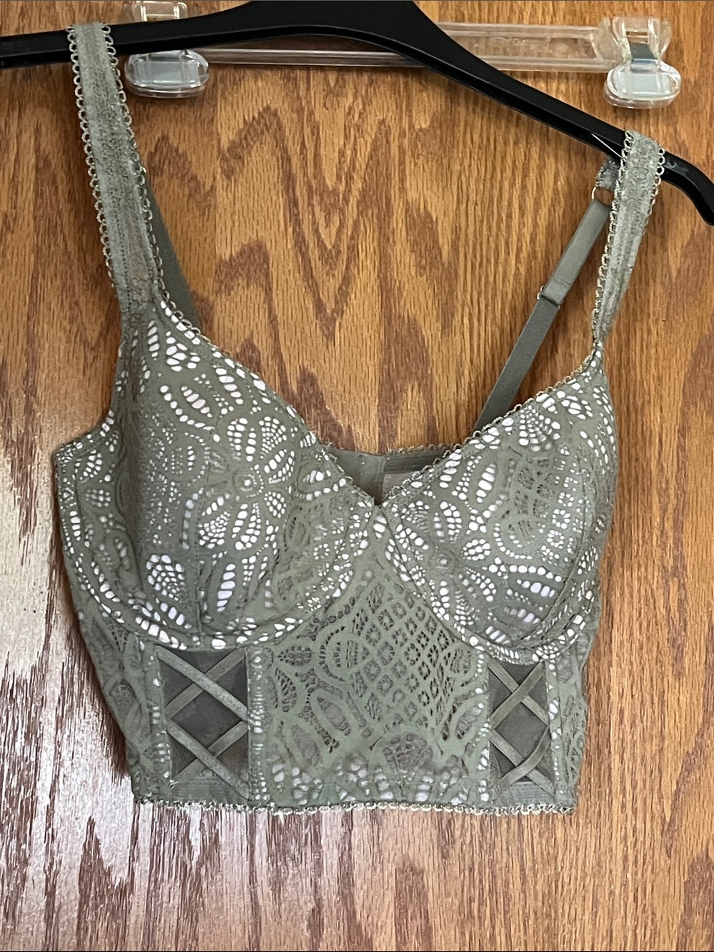 Victoria's Secret Olive Green Lace Longline Bralette